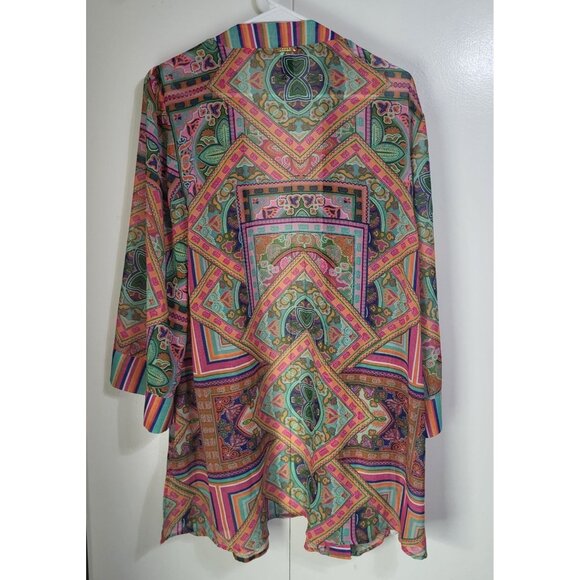 LAUNDRY by Shelli Segal One Size Swim Coverup Open Sheer Kimono Boho Festival - Picture 3 of 8